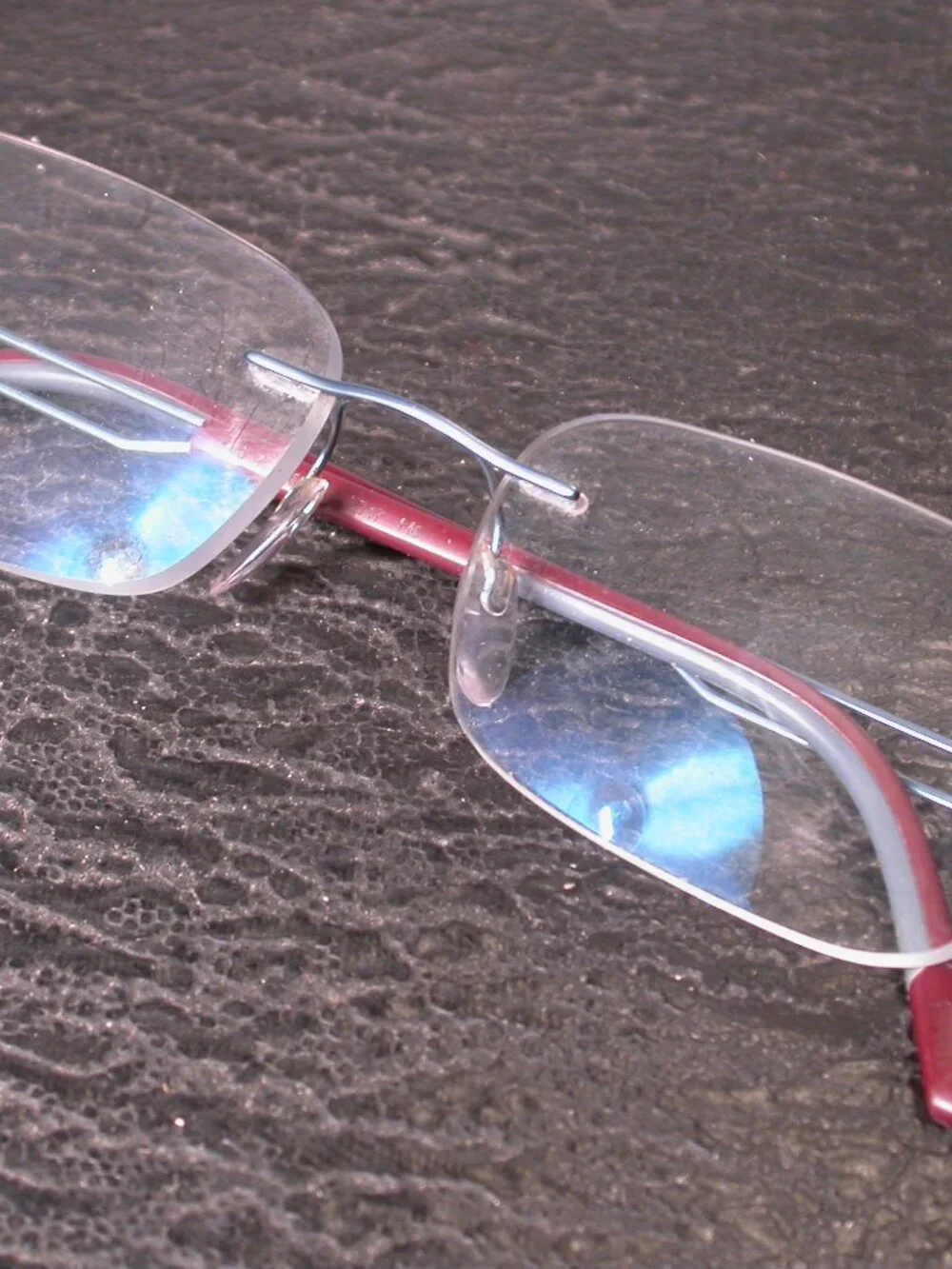 Silhouette Titan Frameless Blue Wire Purple Light Eyeglasses Made in Austria